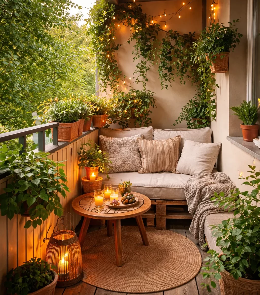 Klein, groen en sfeervol ingericht.